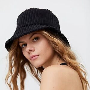 Black corduroy bucket hat